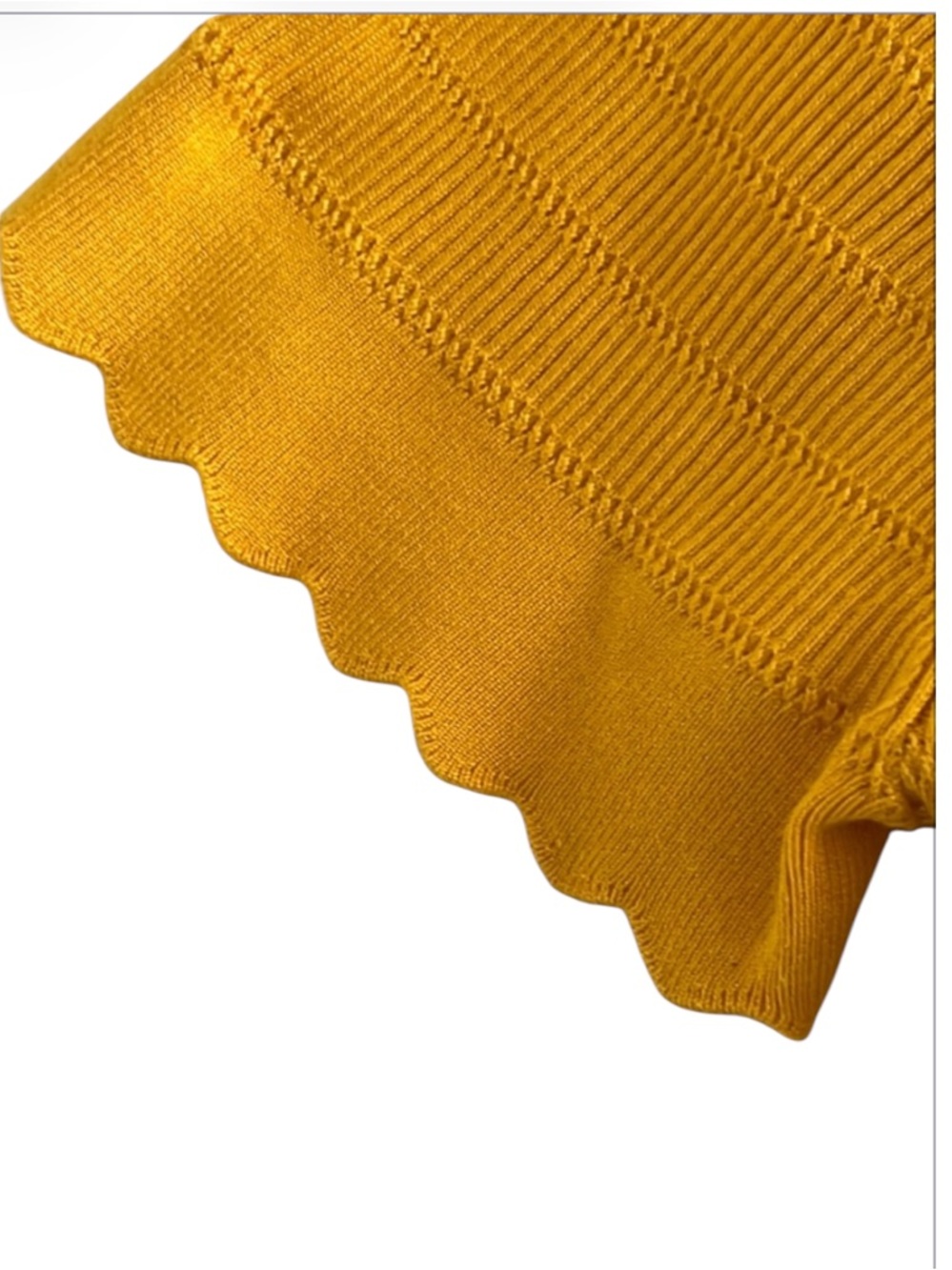 Karl Lagerfeld Paris Marigold Short Sleeve Scalloped Trim Sweater Size XL - Picture 7 of 12